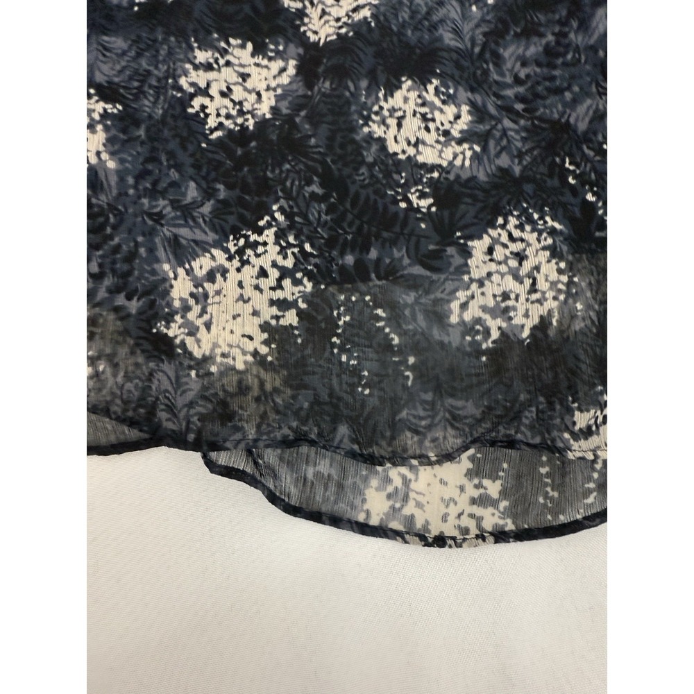 Joie Baltic Print Navy FLoral Chiffon Sleeveless Sheer Mini Dress Womens Size S - Picture 7 of 10